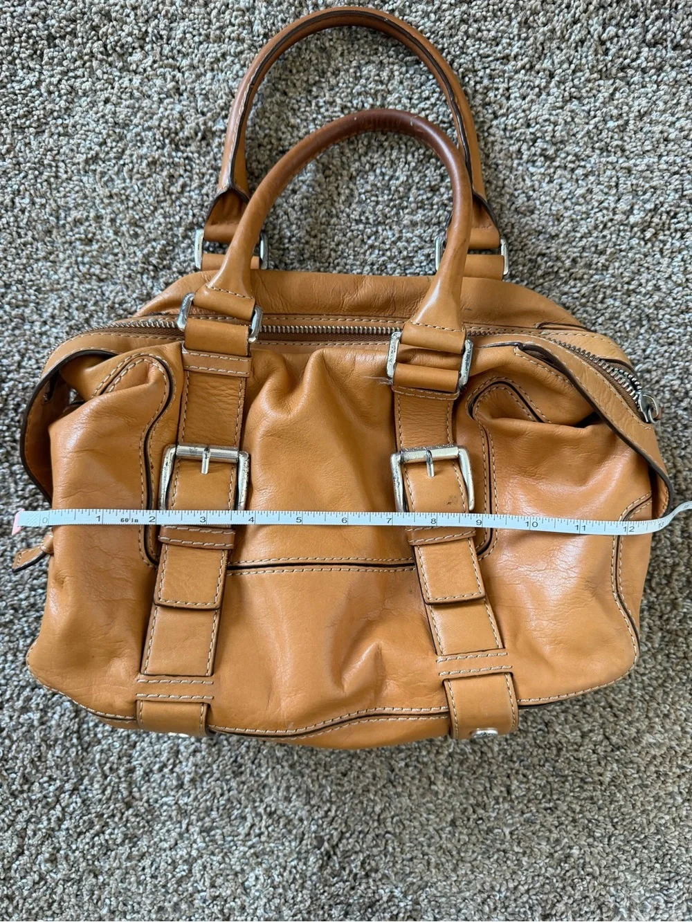 MICHAEL KORS Brookville Update Cognac Camel Brown Leather Medium Shoulder Bag